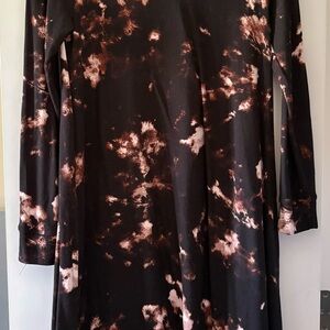 Black and Brown Tie-Dye Long Sleeve Dress